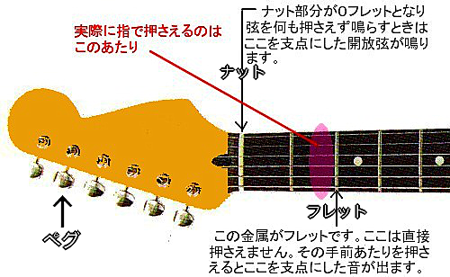 ギター、ヘッド部分周辺